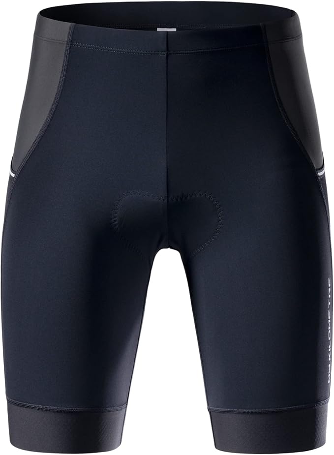 MY KILOMETRE Mens Triathlon Shorts with Adjustable Drawstring Easy Reach Leg Pockets Chamois for Long-Distance Tri Race