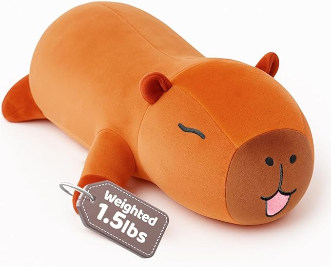 Puffpals Weighted Plush, Cute Capybara Weighted Stuffed Animal with Beads, Soft Sensory Plush Pillow Toy for Kids & Adults(14in, 1.5lbs)