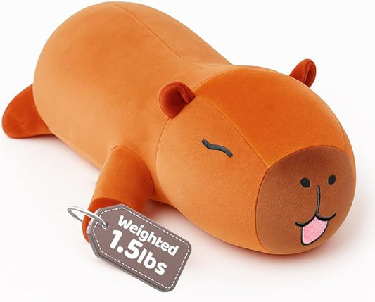 Puffpals Weighted Plush, Cute Capybara Weighted Stuffed Animal with Beads, Soft Sensory Plush Pillow Toy for Kids & Adults(14in, 1.5lbs)
