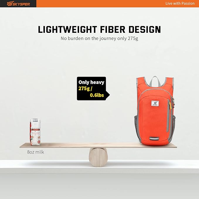 SKYSPER Small Daypack 10L Hiking Backpack Packable Lightweight Travel Day Pack for Women Men