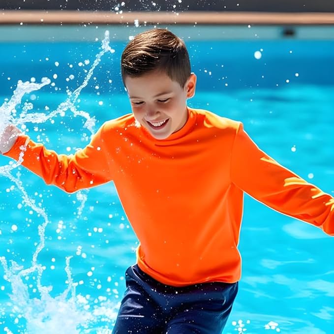 INGEAR Boys' Rash Guard UPF 50+ Swim Shirt - Lightweight, Quick-Dry, Durable Sun Protection for Swimming, Sizes XS-XL