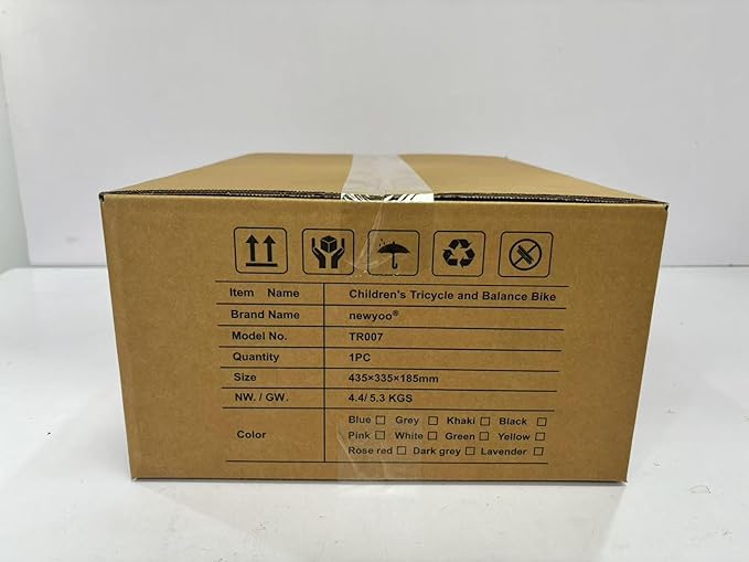 newyoo Toddler Tricycle with Push Handle for 1-3 Year Old, Toddler Bike, Birthday Gift and Toy for Boys and Girls, 5 in 1 Kids Trike, Balance Bike with Backrest and Safety Belt, Khaki, TR007