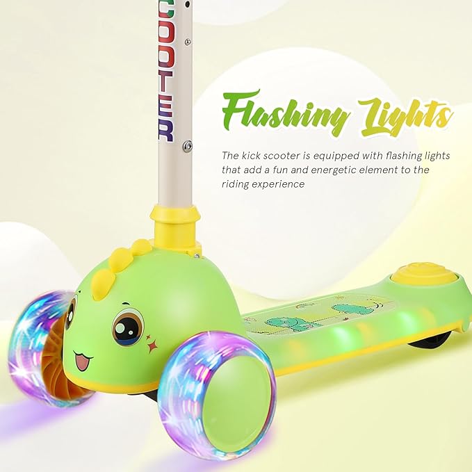 PRETYZOOM Adjustable Handlebar Scooter with Light-up Wheels and Sound Easy Foldable Outdoor Kick Scooter for Ages Portable Active Play and Convenient Storage
