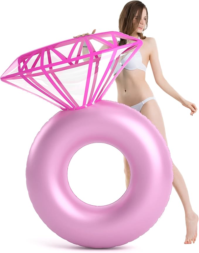 Jasonwell Inflatable Diamond Ring Pool Float - Engagement Ring Bachelorette Party Float Stagette Decorations Swimming Tube Floaty Outdoor Water Lounge Floats for Adults