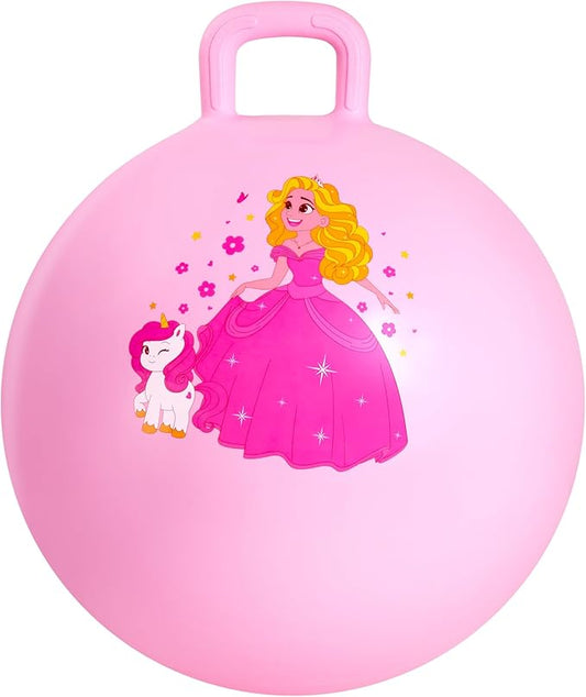 PlayZap Hopper Ball for Kids 3-8,18 Inch Pink Bouncy Ball with Handle, Inflatable Hippity Hop Bounce Hopping Jumping Toys Indoor Outdoor for Boys Girls Gifts