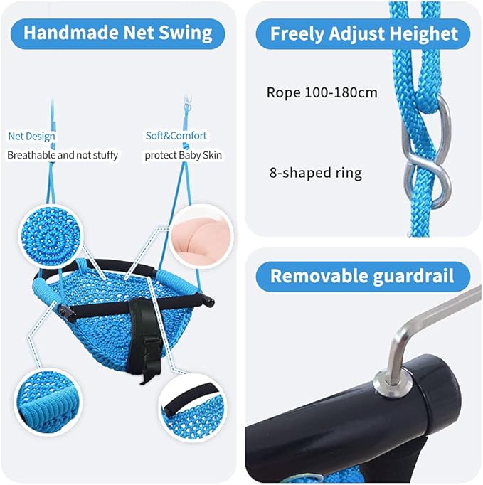 2 -in- 1 Toddler Swing. Swing Seat for Kids with Adjustable Ropes, for Kids Heavy Duty Rope Play Secure Children Swings Set, for Outdoor Indoor, Backyard. Upgrade Product (Blue)