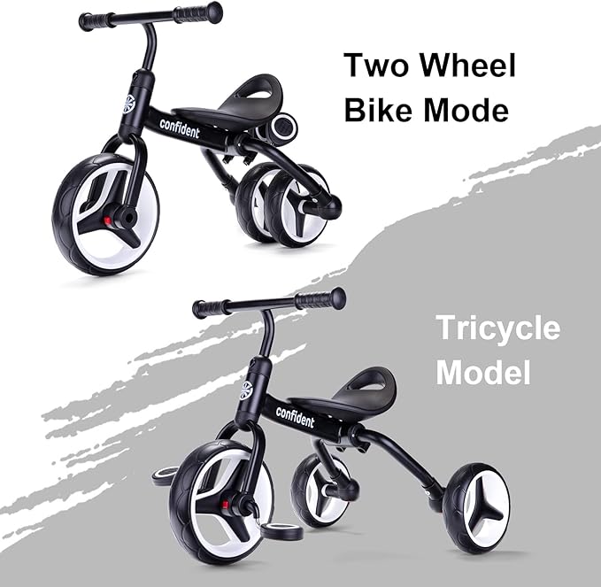 YGJT 4 in 1 Tricycle for Toddlers Age 2-5, Folding Toddler Bike Kids Trike Tricycles with Adjustable Seat and Removable Pedal, Baby Balance Bike Ride-on Toys Gift for Baby Boys Girls Birthday