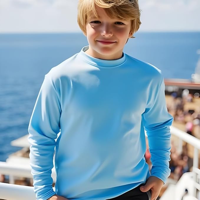 INGEAR Boys' Rash Guard UPF 50+ Swim Shirt - Lightweight, Quick-Dry, Durable Sun Protection for Swimming, Sizes XS-XL