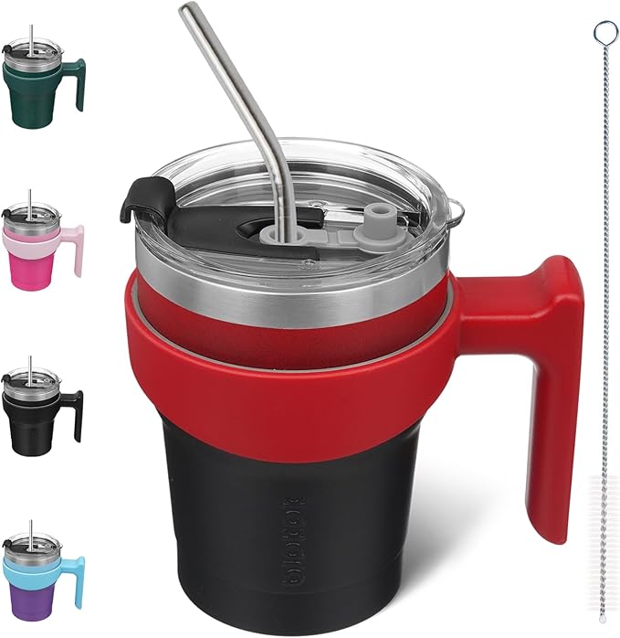 BJPKPK Tumbler With Handle And Straw 10oz Stainless Steel Tumbler With Lid Insulated Coffee Cups,Blood Moon