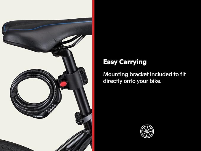 Schwinn Anti Theft Bike Lock, Security Level 1, Combination Lock, 4 Foot , Black