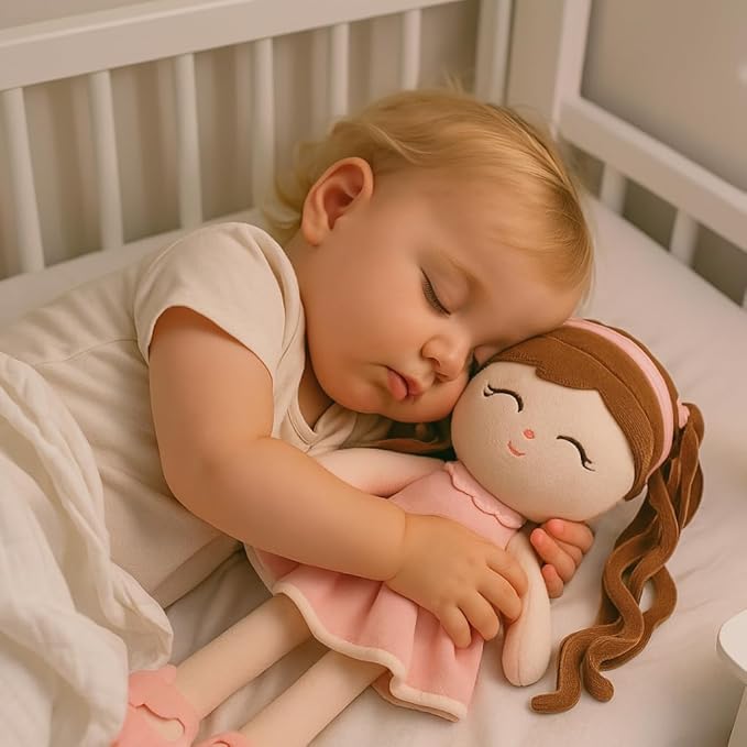 Soft Baby Doll Toys (16'') Baby Rag Doll for Girls Birthday Gift Christmas Plush Toys Gift for Toddler Kids (Pink)