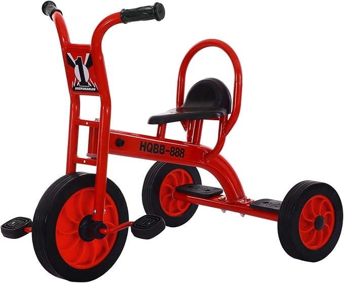 Kids Tricycle for Age 2-6, Big Wheel Kids Trike Bike, Preschool Daycare Outdoor Tricycle with Airless Rubber Tires and Non-Slip Pedals, Gift for Boys and Girls
