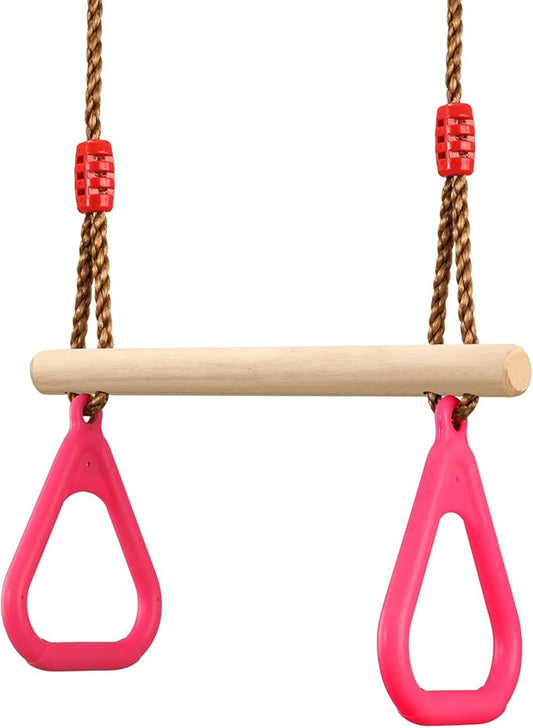 PELLOR Trapeze Bar Gym Rings -Trapeze Swing Bar for Playground Accessories Monkey Bars with Adjustable Rope Kit Equipment for Children Adult