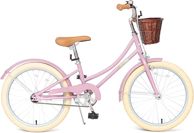 Retro Design Girls Bike with Basket and Coaster Brake for 3-13 Years Old Kids, 14 16 18 Inch Cruiser Bicycle for Toddlers with Training Wheels, 20 24 26 Inch with Kickstand, Multiple Colors