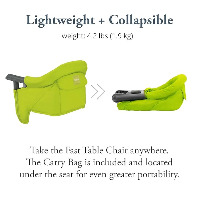 Inglesina Fast Table Chair - Lime + Fast Dining Tray - Portable Baby High Chair - for Babies & Toddlers up to 37 lbs - Fits Tables 0.8'' to 3.5'' Thick - Compact & Easy to Use - Travel Bag Included