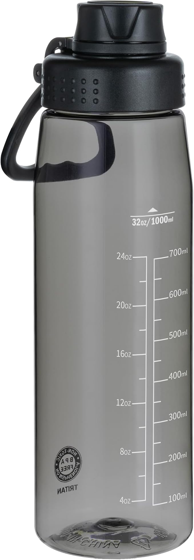 Water Bottle 32oz, clear water bottle with Spout Lid and Carry Handle, Reusable, Tritan, BPA Free, Hiking Water Bottle Suitable for Travel, Outdoors, Gym, Travel, Home, School (Black)