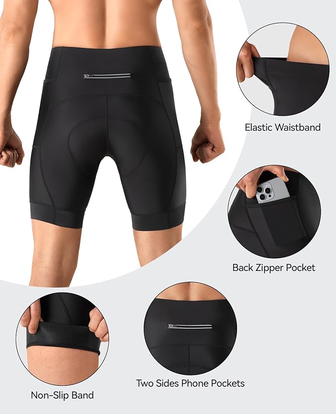 Niksa Men's Performance Cycling Shorts with 3D Pad, Road and Mountain Breathable Quick-Dry with 3 Pockets Bike Shorts