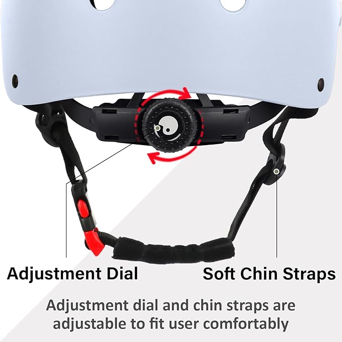 Skateboard Bike Helmet, Lightweight Adjustable, Multi-Sport for Bicycle Skate Scooter, 3 Sizes for Adult Youth & Kids