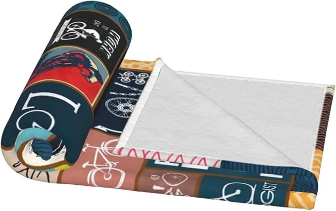 Bicycle Cycling Blanket Funny Bike Throw Blankets Gifts for Men Boys Girls Women Plush Cozy Flannel Fleece Ultra Soft Fuzzy Party Blanket for Bed Couch Sofa 50"X40"