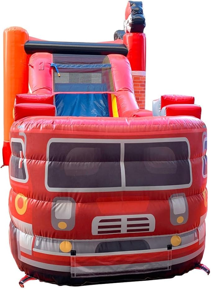 TentandTable Inflatable Bounce House Water Slide for Kids 5-12 Large, Commercial Grade Mega Bouncy Castle for Adults, Jump House, Includes Electric Air Blower, 32' L x 16' W x 15' H, Fire Truck