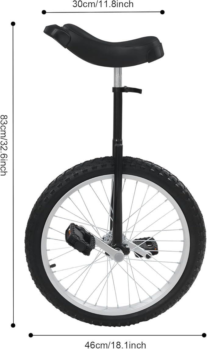 20 Inch Unicycle for Balance Training Outdoor Fitness with Adjustable Seat and Anti-Skid Tread