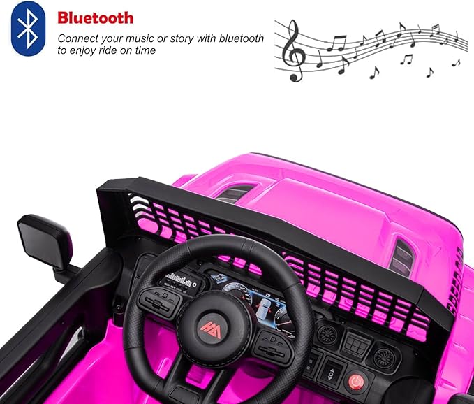 12V Ride On Car, Electric Car for Kids, 12V Ride on Toys, Kids Cars with 3 Speeds Adjustable w/Bluetooth, Parent Remote Control, Spring Suspension, AUX Port-Pink