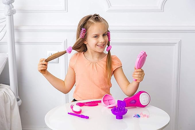 Bettina Vogue Beauty Hair Salon Fashion Pretend Play Set with Hairdryer, Mirror, Styling Accessories