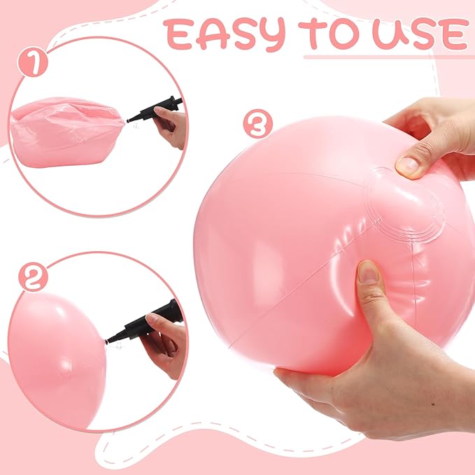 12 Pcs Inflatable Beach Balls Bulk Macaron Color Jumbo Large Beach Balls Pool Game Toys for Summer Swimming Back to School Party Games Water (8 Inch)