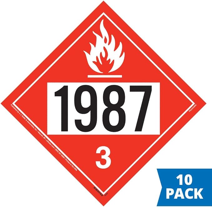 1987 Placard, Class 3 Flammable Liquid 10-pk. - 10.75" x 10.75" Plastic for Temporary Applications, DOT Hazmat Compliant, J. J. Keller & Associates, Inc.