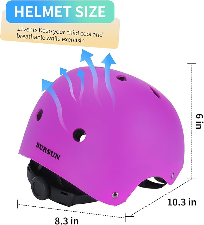BURSUN Kids Bike Helmet Ventilation & Adjustable Toddler Helmet for Ages 2-14 Kids Boys Girls Multi-Sport Helmet for Skateboard Roller Skateing Bicycle Scooter blance Bike