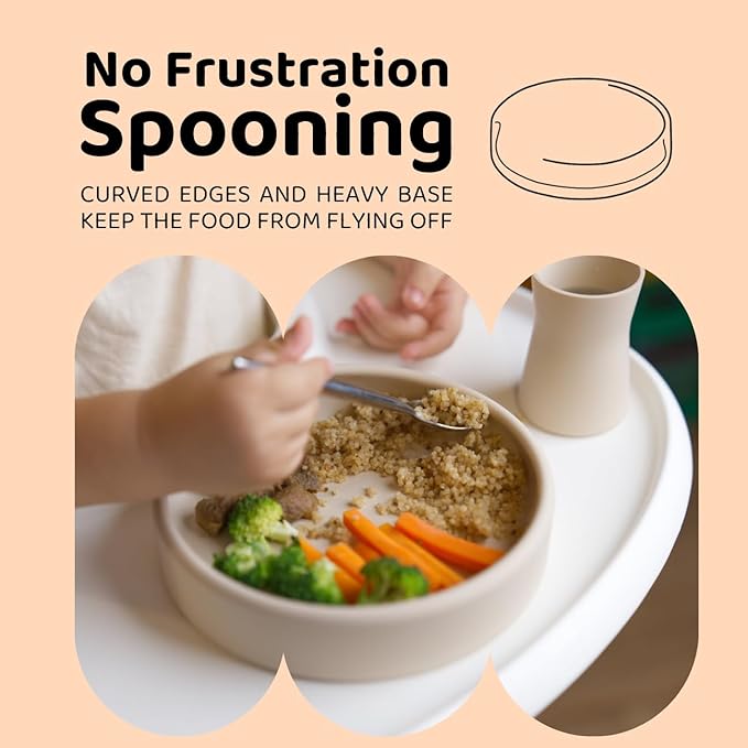 APLAINR Solid Plate, Weighted Baby Toddler Plate, Silicone Plates for Baby, No-Division Kid Plates, Microwave & Dishwasher Safe Silicone Plate for Toddlers, No BPA, Matcha Green