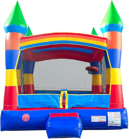 Crossover Rainbow Inflatable Bounce House, Bouncy Jump Castle for Kids and Toddlers, Outdoor Birthday Party Jumping Bouncer, Commercial-Grade, Without Blower, 13 x 12 x 14.5 Ft