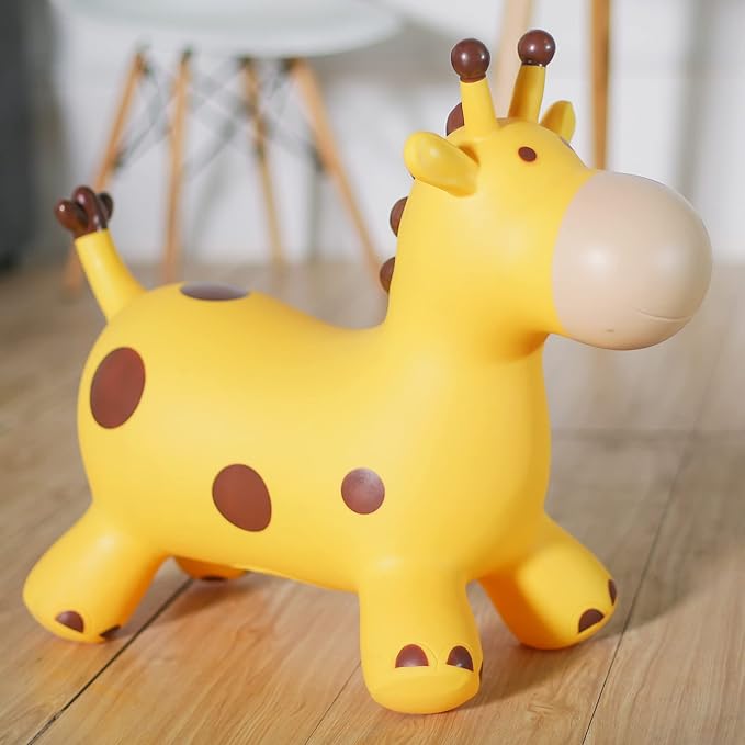 PlayZap Giraffe Bouncy Horse Hopper, Bouncy Animals Hopper for Toddlers, Inflatable Jumping Ride on Bouncer, Kids Hopping Toys for 18M 2 3 Years Old Kids Boys Girls Gifts