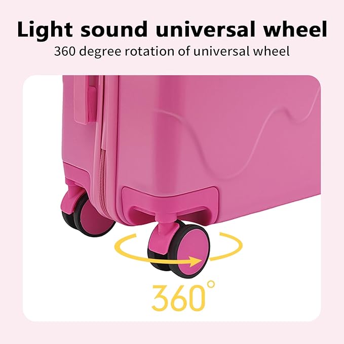 18" Children's Ride On Trolley , Ride-on Travel Suitcase, Cute Ear Toddler Carry on Luggage with Spinner Wheels, Children Rolling Trolly Luggage, Unisex Boys Girls Travel Suitcase With Lock (18“ Pink)