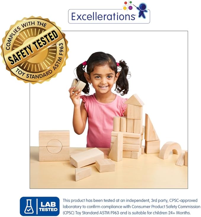 Excellerations Rubberwood Floor Unit Building Blocks - Starter Set of 58