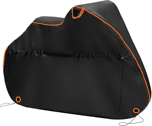 Outdoor Waterproof Bike Covers Transport Rack Storage Bicycle Cover,Rain Dust Resistant Wind Proof Lock Hole UV Coated,83L x 47W x 43H Inch (Black)