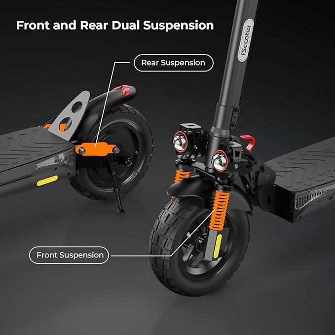 iScooter Electric Scooter, 10" Tires, 800W Motor E-Scooter Up to 25/28 Miles Range, Top Speed 24/28 MPH, Adjustable Handlebar Height, Folding Commuting Electric Scooter for Adults-(Optional Seat)