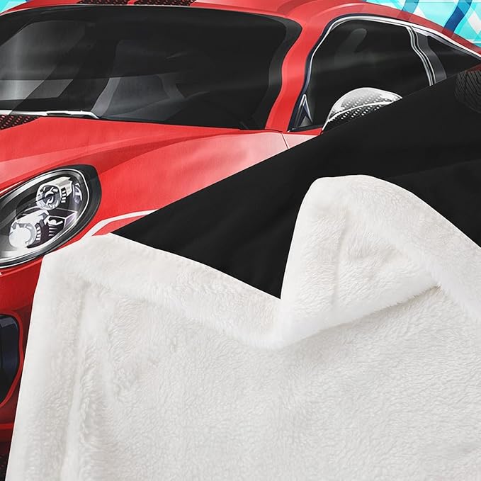 Arrow Sherpa Fleece Throw Blanket for Sofa Couch Bed - Sports Car Plush, Breathable, Fuzzy - Red, Blue, Black - 50x60 Inch