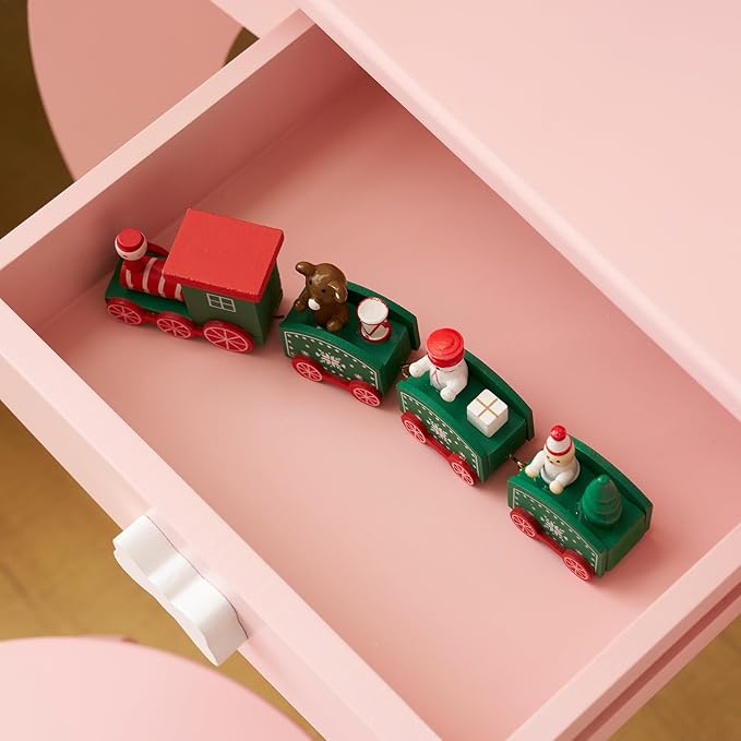 Kids Vanity Table and Chair Set, Girls Vanity Set with Mirror & 3-Color LED Lights, Pretend Play Kids Vanity with Drawer & Cute Bow Print, Makeup Dressing Princess Table for Girls, Pink