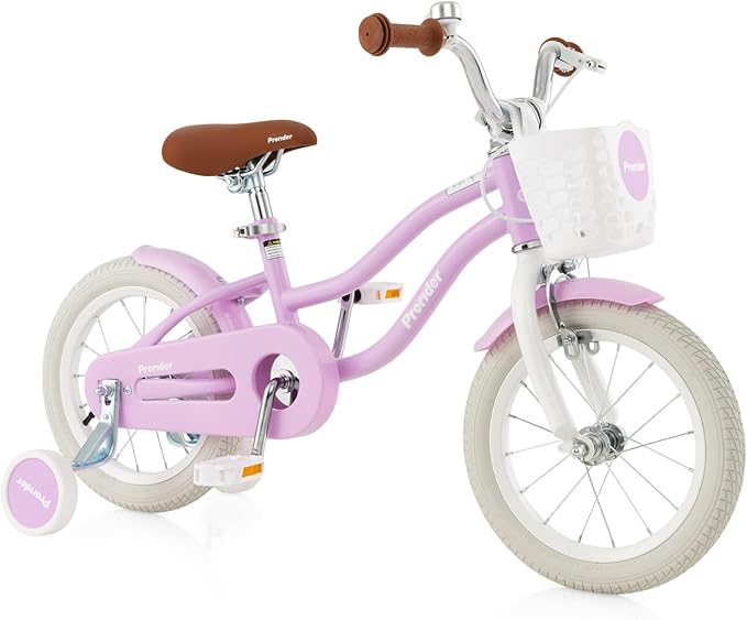 BABY JOY Kids Bike, 12 14 16 18 20 Inch Boys Girls Bike w/Adjustable Seat, Removable Basket, Handbrake & Coaster Brake, Training Wheels or Kickstand, Kids Bicycle with Multi-Color
