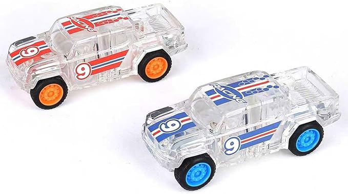 LED Light Up Pull Back Car Toys, Push and Go Trucks 2 Pack，Suitable for Toddlers 3 4 5 6 7 8 Year Old Kids for Boys and Girls Birthday Party Gift