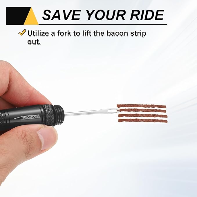 HARFINGTON Tubeless Bike Tire Repair Kit Bike Patch Tool Fix Puncture Flat with Plug Tool and Plugs for MTB Road Bicycle Tire, Black