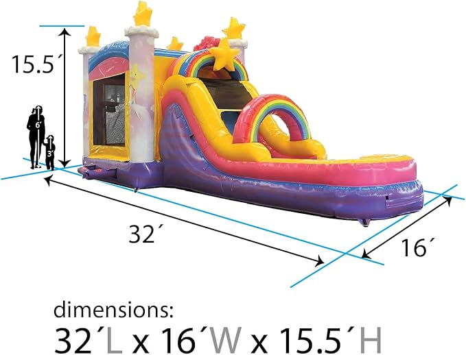 TentandTable Inflatable Bounce House Water Slide for Kids 5-12 Large, Commercial Grade Mega Bouncy Castle for Adults, Jump House, Includes Electric Air Blower, 32' L x 16' W x 15' H, Unicorn