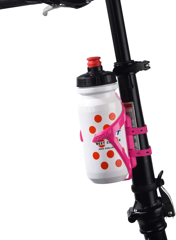 ZONKIE Bicycle Bottle Cages, Plastic Bike Bottle Holder with Cage Mounting Base (Pink)