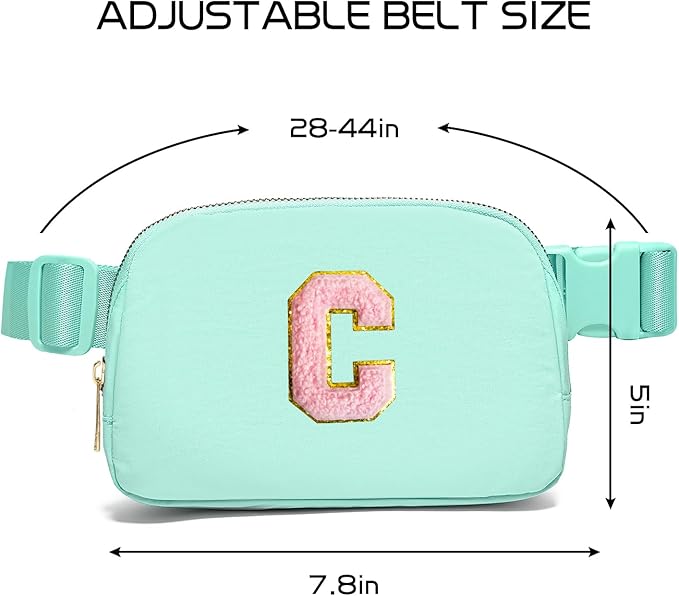 Gitus Belt Bag Fanny Pack Crossbody Bags with Initial Letter Patch Cute Stuff Birthday Gifts for Teenager Girls Trendy Preppy Stuff for Teen Girls Cool Stuff for Teens (Mint Green-C)