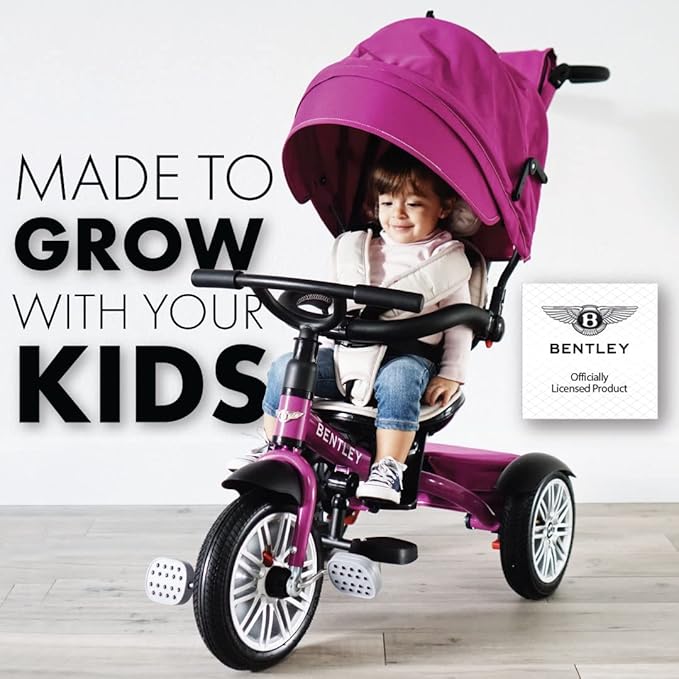 Bentley Trike, All Terrain Toddler Bike 6-in-1, Officially Licensed & Designed by Bentley Motors UK; Baby to Big Kid Tricycle is a Compelling Statement of Performance & Luxury, Fuschia Pink (6m-5y+)
