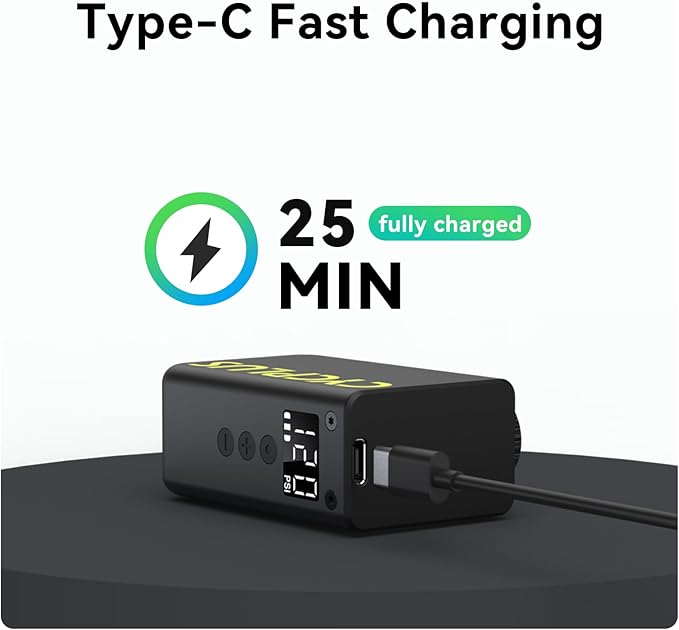 CYCPLUS AS2 Ultra Tiny Bicycle Pump with Gauge, Max 120 PSI Electric Mini Pump, Auto Stop, with Presta and Schrader Valve for E-Bike, MTB, and Road Bike AS2 Ultra (3.06oz)