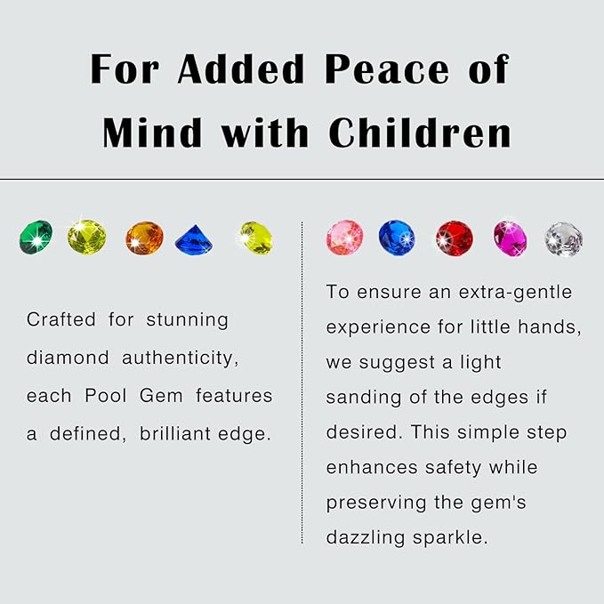 Diving Gems Pool Toys for Kids with Treasure Pirate 16PCS Big Colorful Diamond Jewels, Treasure Chest Dive Pool Gems Toy for Diving Underwater Swimming, Beach, Kids Party Favors Decors.