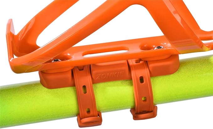 ZONKIE Bicycle Bottle Cages, Plastic Bike Bottle Holder with Cage Mounting Base (Orange)