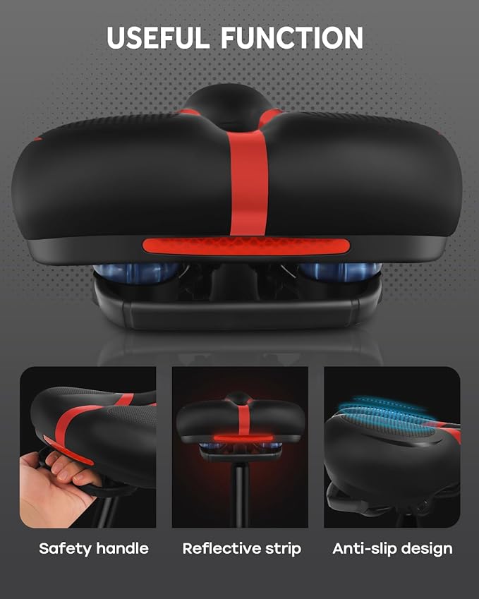 Bicycle Seat Replacement, Bike Seat for Men and Women, Comfort Wide Bike Saddle Memory Foam Padded Soft Bike Seat Cushion Compatible with Peloton, Mountain, City Bikes, Indoor Exercise Bikes